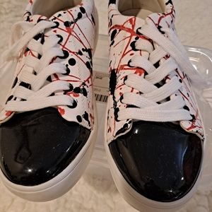 Red and White Paint Splatter Sneaker